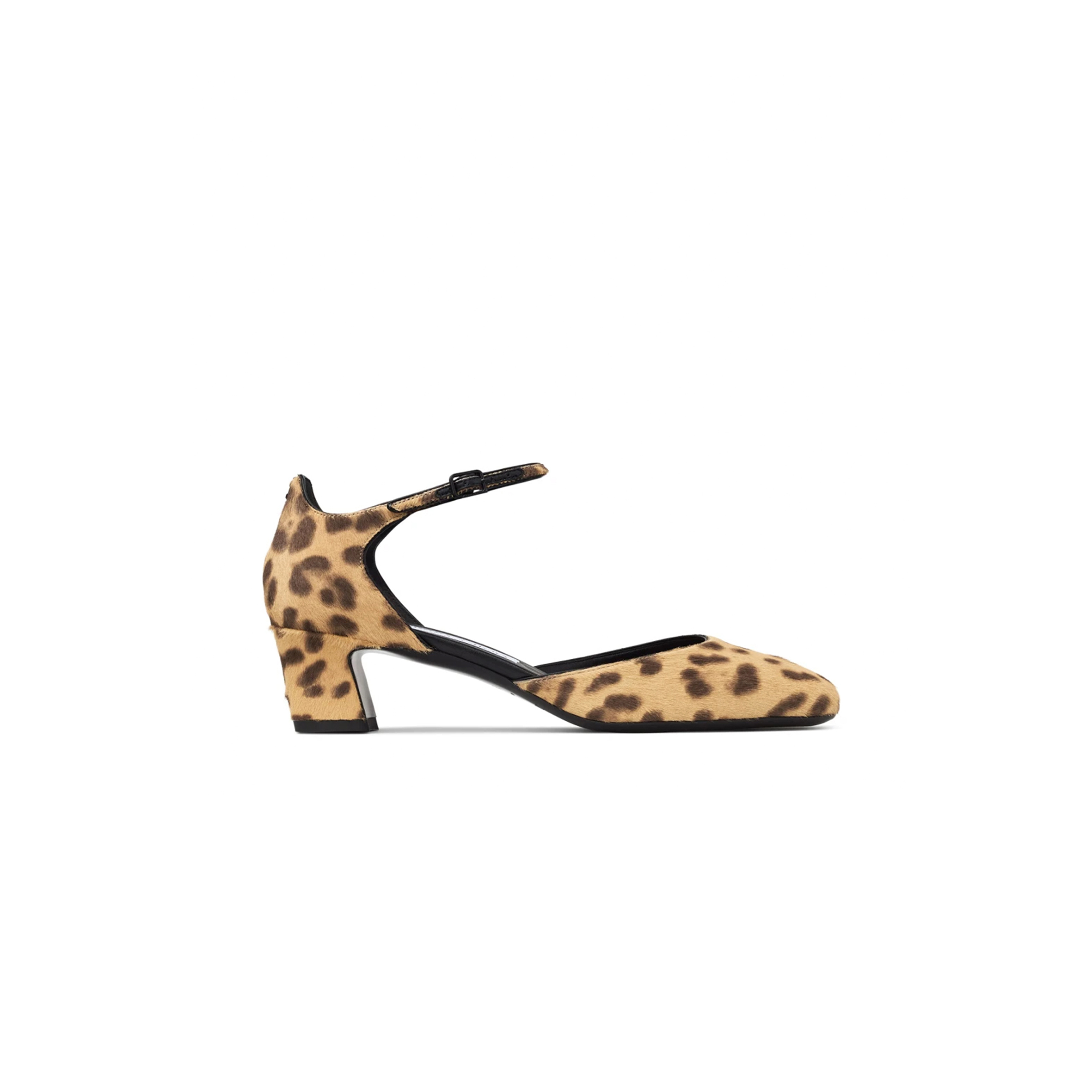 Ji*y Ch* pixie block heel 45 natural leopard print pony pumps pixiebh45lop